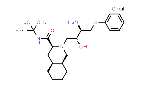 CAS No. 159878-05-4, (3S,4aS,8aS)-2-((2R,3R)-3-amino-2-hydroxy-4-(phenylthio)butyl)-N-(tert-butyl)decahydroisoquinoline-3-carboxamide