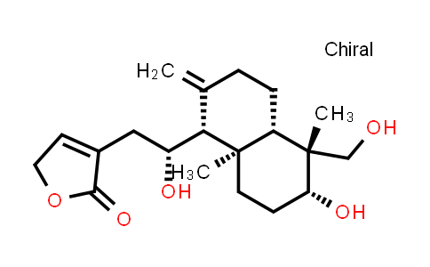 MC528409 | 160242-09-1 | 2(5H)-Furanone,3-[2-[decahydro-6-hydroxy-5-(hydroxymethyl)-5,8a-dimethyl-2-methylene-1-naphthalenyl]-2-hydroxyethyl]-, [1R-[1α(R*),4aβ,5α,6α,8aα]]-