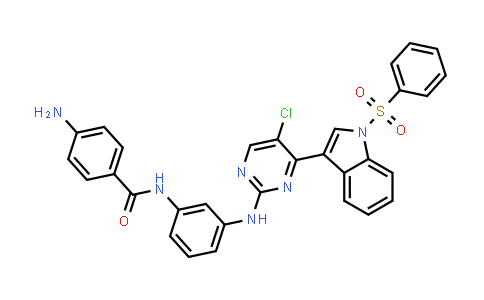 CAS No. 1604811-59-7, 4-Amino-N-(3-((5-chloro-4-(1-(phenylsulfonyl)-1H-indol-3-yl)pyrimidin-2-yl)amino)phenyl)benzamide