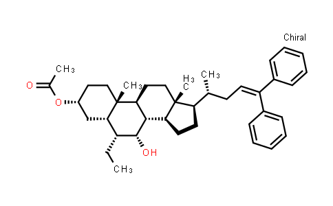 MC528471 | 1605309-10-1 | (3R,5S,6R,7R,8S,9S,10S,13R,14S,17R)-17-((R)-5,5-Diphenylpent-4-en-2-yl)-6-ethyl-7-hydroxy-10,13-dimethylhexadecahydro-1H-cyclopenta[a]phenanthren-3-yl acetate