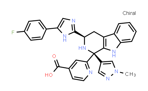 DY528504 | 1606982-82-4 | 4-Pyridinecarboxylic acid, 2-[(1R,3R)-3-[5-(4-fluorophenyl)-1H-imidazol-2-yl]-2,3,4,9-tetrahydro-1-(1-methyl-1H-pyrazol-4-yl)-1H-pyrido[3,4-b]indol-1-yl]-
