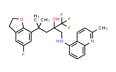 CAS No. 1609049-24-2, 1,1,1-Trifluoro-4-(5-fluoro-2,3-dihydrobenzofuran-7-yl)-4-methyl-2-(((2-methylquinolin-5-yl)amino)methyl)pentan-2-ol