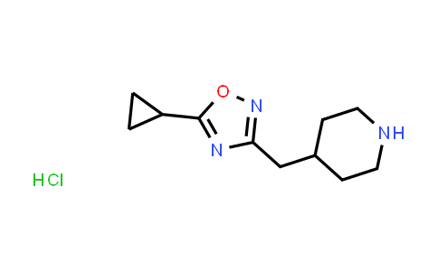 CAS No. 1609396-00-0, 5-Cyclopropyl-3-(piperidin-4-ylmethyl)-1,2,4-oxadiazole hydrochloride