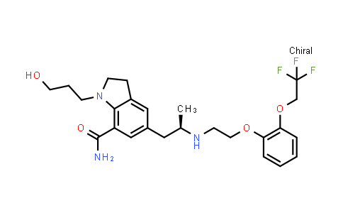CAS No. 160970-64-9, (R)-1-(3-hydroxypropyl)-5-(2-((2-(2-(2,2,2-trifluoroethoxy)phenoxy)ethyl)amino)propyl)indoline-7-carboxamide