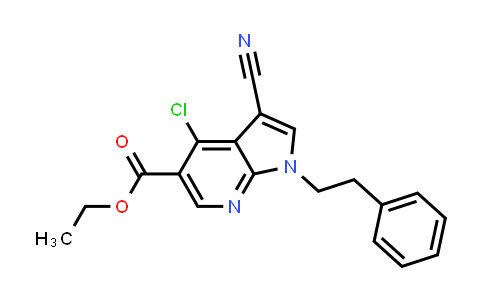 CAS No. 161225-71-4, 1H-Pyrrolo[2,3-b]pyridine-5-carboxylic acid, 4-chloro-3-cyano-1-(2-phenylethyl)-, ethyl ester