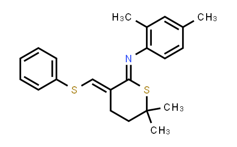 CAS No. 1616073-67-6, Benzenamine, 2,4-dimethyl-N-[(3E)-tetrahydro-6,6-dimethyl-3-[(phenylthio)methylene]-2H-thiopyran-2-ylidene]-