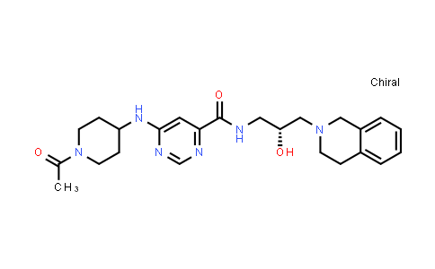 MC528758 | 1616397-25-1 | 6-[(1-Acetylpiperidin-4-yl)amino]-N-[(2R)-2-hydroxy-3-(1,2,3,4-tetrahydroisoquinolin-2-yl)propyl]pyrimidine-4-carboxamide
