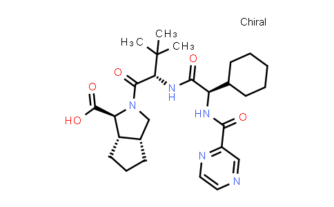 CAS No. 1616728-85-8, (1S,3aR,6aS)-2-((S)-2-((R)-2-cyclohexyl-2-(pyrazine-2-carboxamido)acetamido)-3,3-dimethylbutanoyl)octahydrocyclopenta[c]pyrrole-1-carboxylic acid