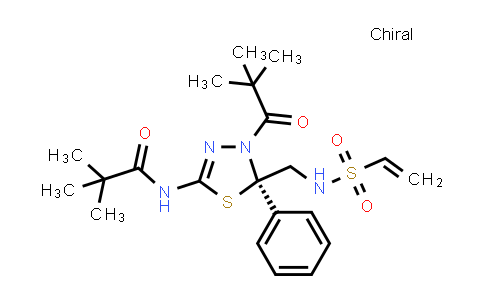 CAS No. 1621173-02-1, Propanamide, N-[(5R)-4-(2,2-dimethyl-1-oxopropyl)-5-[[(ethenylsulfonyl)amino]methyl]-4,5-dihydro-5-phenyl-1,3,4-thiadiazol-2-yl]-2,2-dimethyl-
