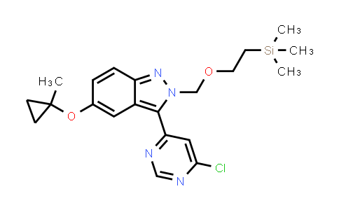 CAS No. 1627093-41-7, 2H-Indazole, 3-(6-chloro-4-pyrimidinyl)-5-[(1-methylcyclopropyl)oxy]-2-[[2-(trimethylsilyl)ethoxy]methyl]-