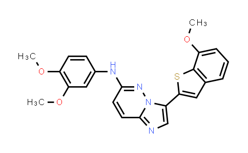 CAS No. 1627729-62-7, Imidazo[1,2-b]pyridazin-6-amine, N-(3,4-dimethoxyphenyl)-3-(7-methoxybenzo[b]thien-2-yl)-