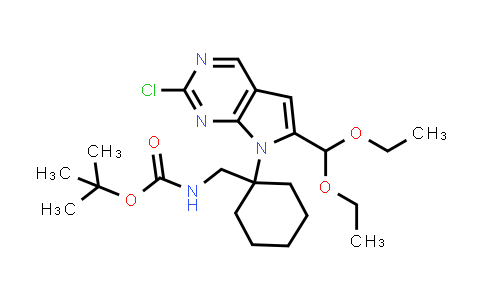 CAS No. 1628256-24-5, tert-butyl ((1-(2-Chloro-6-(diethoxymethyl)-7H-pyrrolo[2,3-d]pyrimidin-7-yl)cyclohexyl)methyl)carbamate