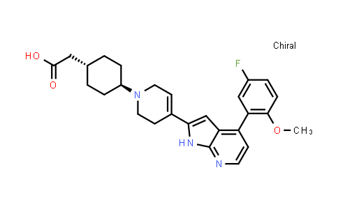 CAS No. 1628301-84-7, trans-4-[4-[4-(5-Fluoro-2-methoxyphenyl)-1H-pyrrolo[2,3-b]pyridin-2-yl]-3,6-dihydro-1(2H)-pyridinyl]cyclohexaneacetic acid