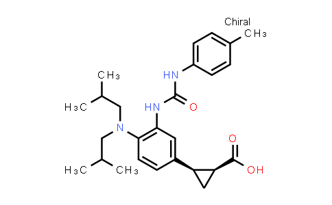 CAS No. 1629125-66-1, Cyclopropanecarboxylic acid, 2-[4-[bis(2-methylpropyl)amino]-3-[[[(4-methylphenyl)amino]carbonyl]amino]phenyl]-, (1S,2R)-