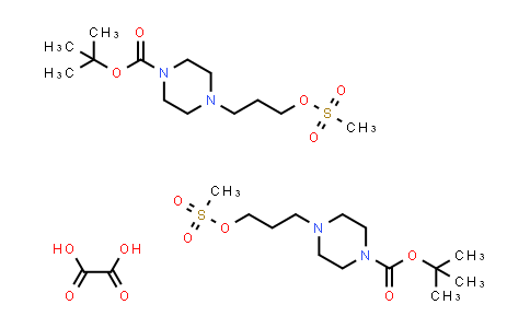 CAS No. 1630906-77-2, tert-Butyl 4-(3-((methylsulfonyl)oxy)propyl)piperazine-1-carboxylate hemioxalate