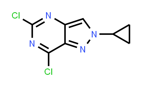 CAS No. 1630906-84-1, 5,7-Dichloro-2-cyclopropyl-2H-pyrazolo[4,3-d]pyrimidine