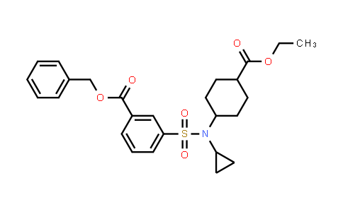 CAS No. 1634681-86-9, Benzoic acid, 3-[[cyclopropyl[4-(ethoxycarbonyl)cyclohexyl]amino]sulfonyl]-, phenylmethyl ester