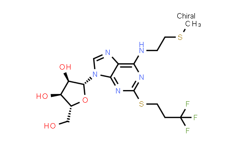 CAS No. 163706-58-9, (2R,3S,4R,5R)-2-(Hydroxymethyl)-5-(6-((2-(methylthio)ethyl)amino)-2-((3,3,3-trifluoropropyl)thio)-9H-purin-9-yl)tetrahydrofuran-3,4-diol