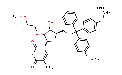 CAS No. 163759-50-0, 1-((2R,3R,4R,5R)-5-((Bis(4-methoxyphenyl)(phenyl)methoxy)methyl)-4-hydroxy-3-(2-methoxyethoxy)tetrahydrofuran-2-yl)-5-methylpyrimidine-2,4(1H,3H)-dione
