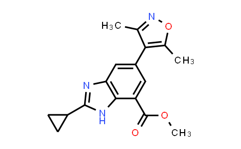CAS No. 1637771-11-9, Methyl 2-cyclopropyl-5-(3,5-dimethylisoxazol-4-yl)-1H-benzo[d]imidazole-7-carboxylate