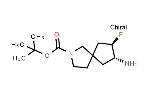 CAS No. 1638757-74-0, trans-8-Amino-7-fluoro-2-aza-spiro[4.4]nonane-2-carboxylic acid tert-butyl ester