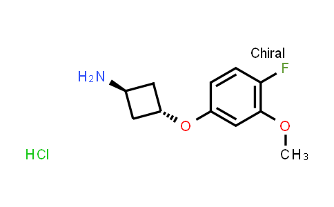 CAS No. 1638759-81-5, trans-3-(4-Fluoro-3-methoxyphenoxy)cyclobutan-1-amine hydrochloride