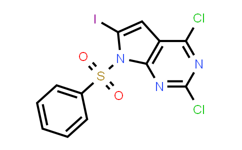 CAS No. 1638763-86-6, 7-(Benzenesulfonyl)-2,4-dichloro-6-iodo-7H-pyrrolo[2,3-d]pyrimidine