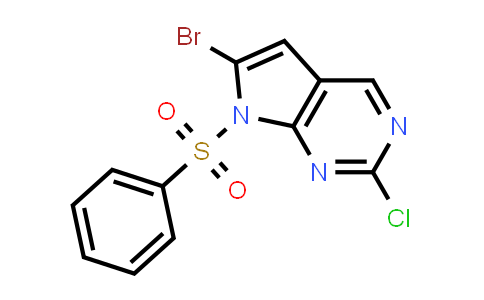 CAS No. 1638767-50-6, 7-(Benzenesulfonyl)-6-bromo-2-chloro-7H-pyrrolo[2,3-d]pyrimidine