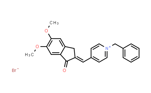 CAS No. 1648840-37-2, Pyridinium, 4-​[(E)​-​(1,​3-​dihydro-​5,​6-​dimethoxy-​1-​oxo-​2H-​inden-​2-​ylidene)​methyl]​-​1-​(phenylmethyl)​-​, bromide (1:1)