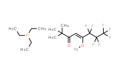 CAS No. 165461-74-5, Triethylphosphine(6,6,7,7,8,8,8-heptafluoro-2,2-dimethyl-3,5-octanedionate)silver(I)