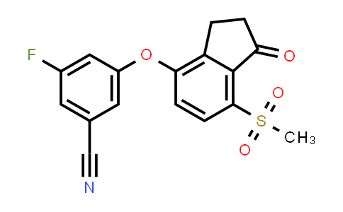 CAS No. 1672665-55-2, 3-Fluoro-5-((7-(methylsulfonyl)-1-oxo-2,3-dihydro-1H-inden-4-yl)oxy)benzonitrile