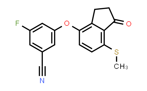 CAS No. 1672665-69-8, 3-Fluoro-5-((7-(methylthio)-1-oxo-2,3-dihydro-1H-inden-4-yl)oxy)benzonitrile