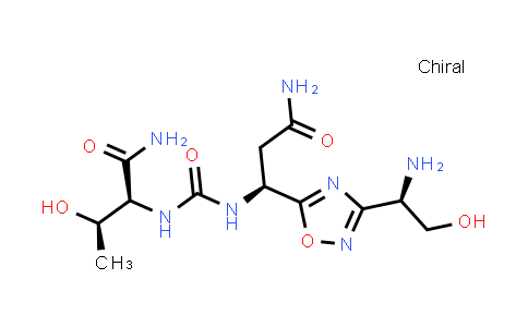 CAS No. 1673534-79-6, 1,2,4-Oxadiazole-5-propanamide, β-[[[[(1S,2R)-1-(aminocarbonyl)-2-hydroxypropyl]amino]carbonyl]amino]-3-[(1R)-1-amino-2-hydroxyethyl]-, (βS)-