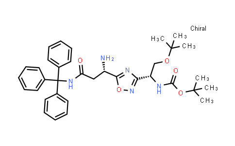 CAS No. 1673535-02-8, tert-Butyl ((R)-1-(5-((S)-1-amino-3-oxo-3-(tritylamino)propyl)-1,2,4-oxadiazol-3-yl)-2-(tert-butoxy)ethyl)carbamate
