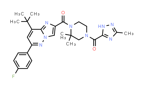 CAS No. 1690173-99-9, [4-[[8-(1,1-Dimethylethyl)-6-(4-fluorophenyl)imidazo[1,2-b]pyridazin-2-yl]carbonyl]-3,3-dimethyl-1-piperazinyl](3-methyl-1H-1,2,4-triazol-5-yl)methanone