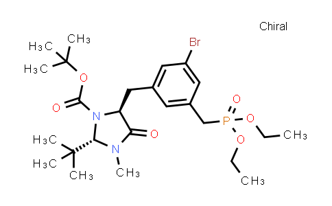 CAS No. 174575-06-5, (2S,5S)-tert-butyl 5-(3-bromo-5-((diethoxyphosphoryl)methyl)benzyl)-2-(tert-butyl)-3-methyl-4-oxoimidazolidine-1-carboxylate
