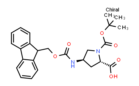 CAS No. 176486-63-8, (2S,4R)-4-((((9H-Fluoren-9-yl)methoxy)carbonyl)amino)-1-(tert-butoxycarbonyl)pyrrolidine-2-carboxylic acid