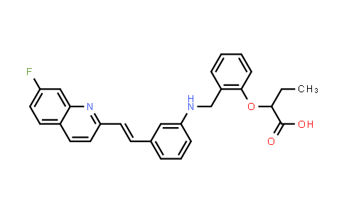 CAS No. 177214-51-6, Butanoic acid, 2-[2-[[[3-[2-(7-fluoro-2-quinolinyl)ethenyl]phenyl]amino]methyl]phenoxy]-, (E)- (9CI)