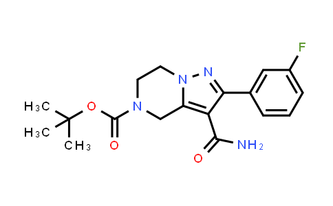 CAS No. 1773507-44-0, tert-Butyl 3-carbamoyl-2-(3-fluorophenyl)-4H,5H,6H,7H-pyrazolo[1,5-a]pyrazine-5-carboxylate