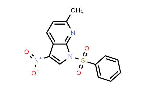 CAS No. 178269-04-0, 1H-Pyrrolo[2,3-b]pyridine, 6-methyl-3-nitro-1-(phenylsulfonyl)-