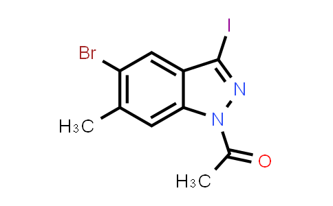 CAS No. 1788054-76-1, 1-(5-Bromo-3-iodo-6-methyl-1h-indazol-1-yl)ethan-1-one