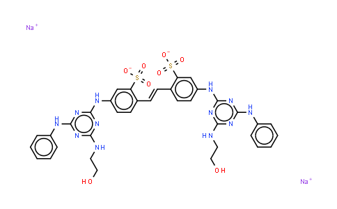 CAS No. 17958-73-5, 4,4'-bis4-anilino-6-(2-hydroxyethyl)amino-1,3,5-triazin-2-ylaminostilbene-2,2'-disulphonate (sodium salt)
