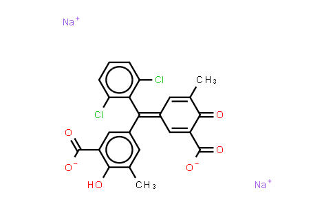 CAS No. 1796-92-5, 2Na 5-(3-carboxylato-5-methyl-4-oxo-2,5-cyclohexadien-1-ylidene)(2,6-dichlorophenyl)methyl-3-methylsalicylate