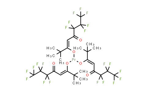 CAS No. 17978-77-7, Tris(6,6,7,7,8,8,8-heptafluoro-2,2-dimethyl-3,5-octanedionato)praseodymium(III)