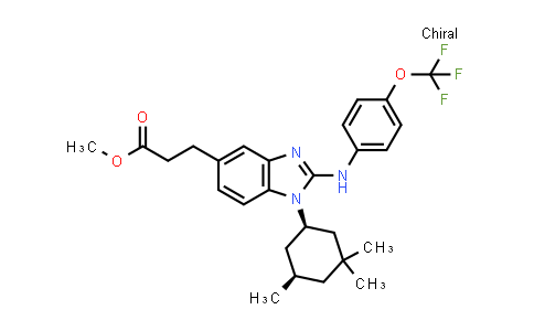CAS No. 1803274-45-4, rel-Methyl 3-(2-((4-(trifluoromethoxy)phenyl)amino)-1-((1R,5R)-3,3,5-trimethylcyclohexyl)-1H-benzo[d]imidazol-5-yl)propanoate