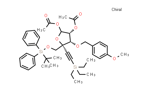 CAS No. 1804986-26-2, (3R,4S,5R)-5-(((tert-Butyldiphenylsilyl)oxy)methyl)-4-((4-methoxybenzyl)oxy)-5-((triethylsilyl)ethynyl)tetrahydrofuran-2,3-diyl diacetate