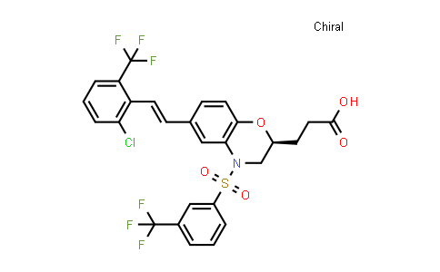 CAS No. 1807791-77-0, 3-[(2S)-6-[(E)-2-[2-chloro-6-(trifluoromethyl)phenyl]ethenyl]-4-[3-(trifluoromethyl)benzenesulfonyl]-3,4-dihydro-2H-1,4-benzoxazin-2-yl]propanoic acid