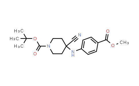 CAS No. 1815591-96-8, tert-Butyl 4-cyano-4-((4-(methoxycarbonyl)phenyl)amino)piperidine-1-carboxylate