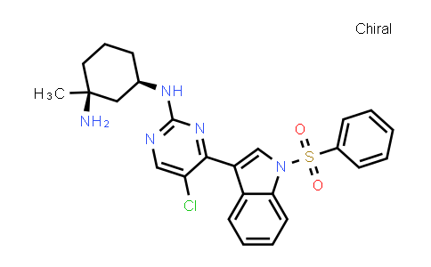 CAS No. 1816989-75-9, (1R,3S)-N1-(5-Chloro-4-(1-(phenylsulfonyl)-1H-indol-3-yl)pyrimidin-2-yl)-3-methylcyclohexane-1,3-diamine