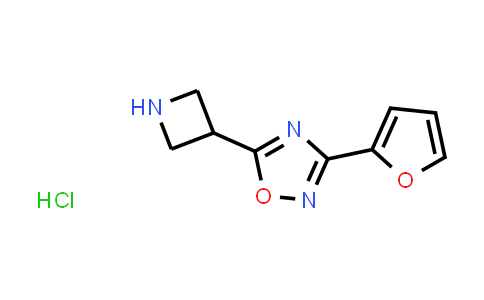 CAS No. 1820674-08-5, 5-(Azetidin-3-yl)-3-(furan-2-yl)-1,2,4-oxadiazole hydrochloride
